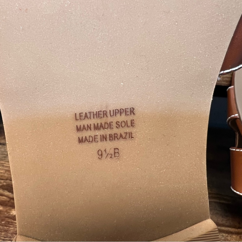 French Sole Alibi Brown Leather Flat Sandals Slip On Open Round Toe Women's 9.5 - Picture 8 of 10